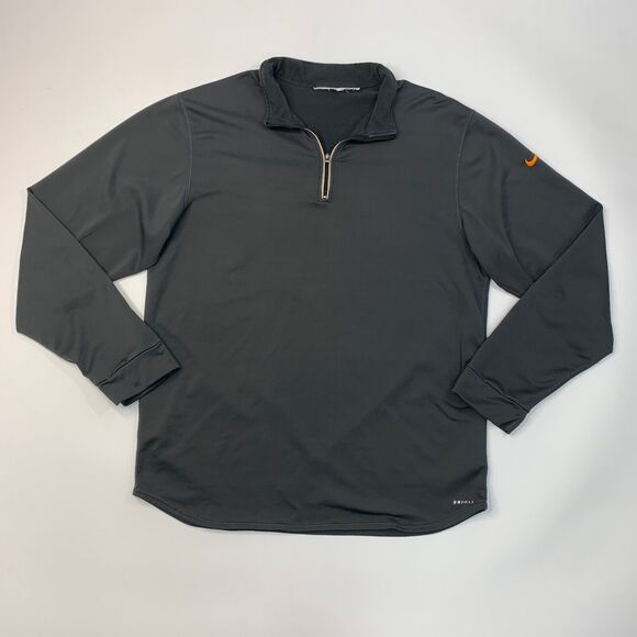 Nike Sweatshirt Mens M Medium Dark Gray Quarter Zip Dri Fit Long Sleeve Pullover - Picture 2 of 15
